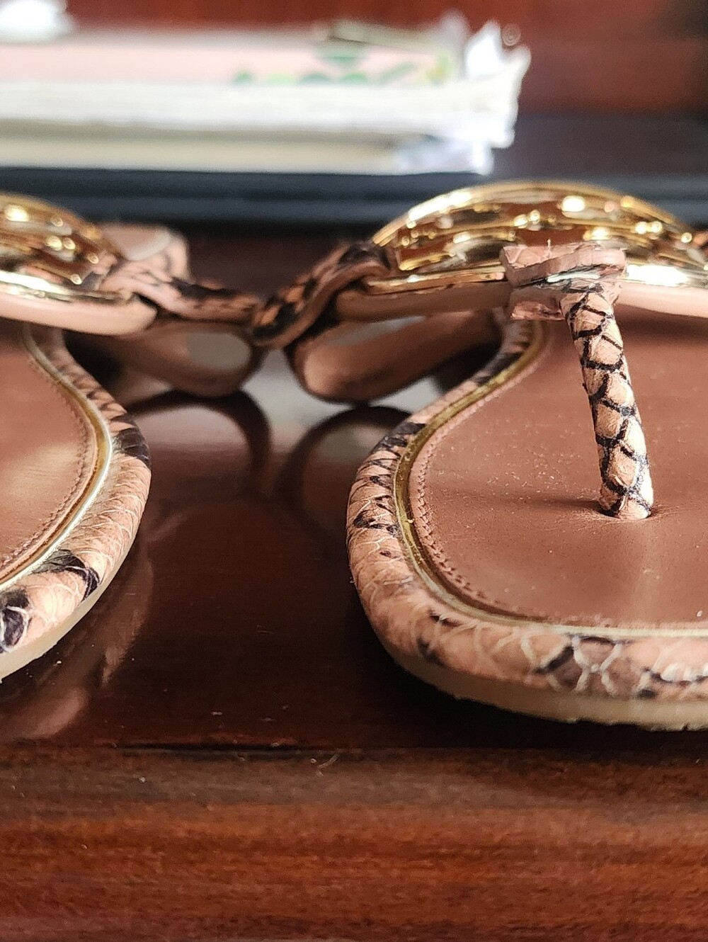 Tory Burch Tan & Snake-Print Miller Logo Sandals - Picture 2 of 5